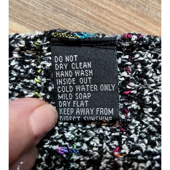 Vtg 80s/90s Sweater Cardigan Sz L BEREK by Takako Sakon Woven Multi Color Lace - Picture 8 of 16